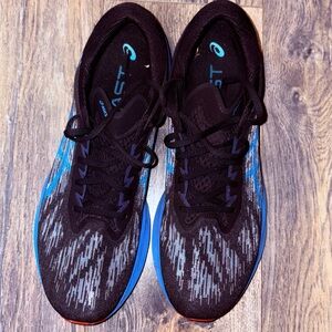 Asics Black and Blue Athletic Shoes with Rubber Sole